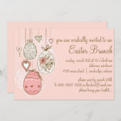 ピンク華美イースターエッグスイースターブランチ招待状 招待状 (正面/裏面)