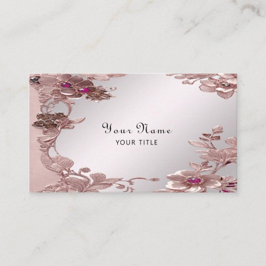ピンク華美フローラ名刺 名刺 (正面)