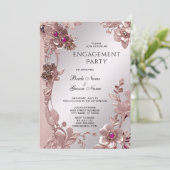 ピンク華美フローラ婚約招待状 招待状 (スタンド正面)