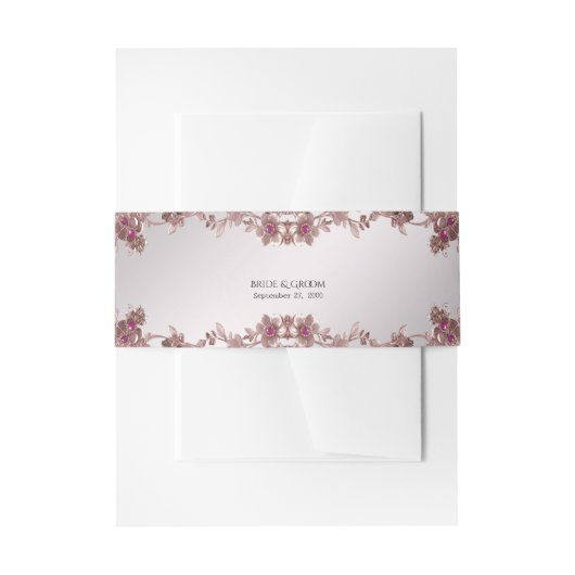 ピンク華美フローラ招待状用帯 招待状ベリーバンド (正面例)