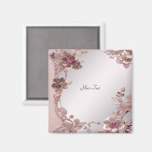 ピンク華美フローラ磁石 マグネット (正面/裏面)