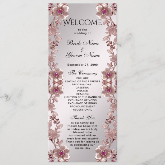 ピンク華美フローラ結婚式 プログラム (正面)