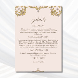 ピンク華美ベージュパールヴィンテージウェディング詳細 エンクロージャーカード