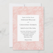 ピンク華美白フォーマルエレガント結婚フローラ 招待状 (正面)