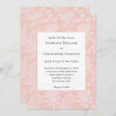 ピンク華美白フォーマルエレガント結婚フローラ 招待状 (正面/裏面)