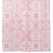 ピンク華美色のタイル シャワーカーテン (正面)