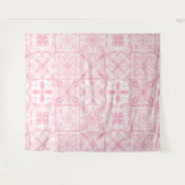 ピンク華美色のタイル タペストリー (正面(横))