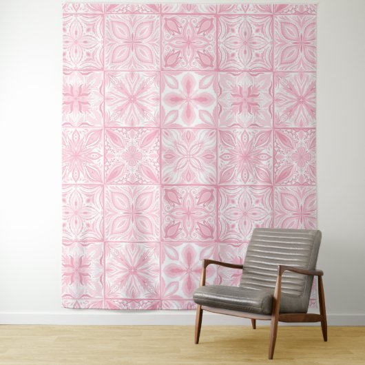 ピンク華美色のタイル タペストリー (インサイチュ)