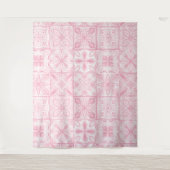 ピンク華美色のタイル タペストリー (正面)