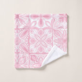 ピンク華美色のタイル バスタオルセット (ウォッシュタオル)