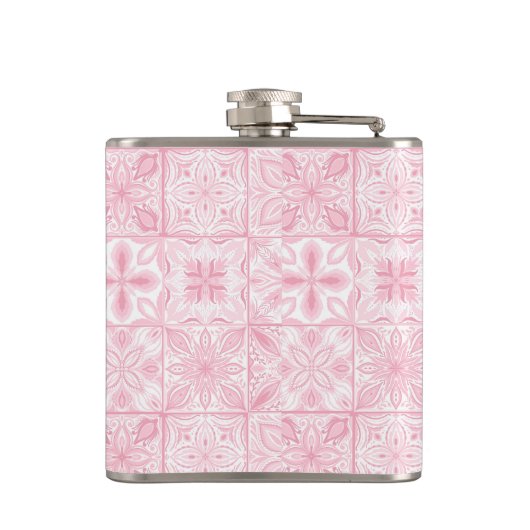 ピンク華美色のタイル フラスク (裏面)