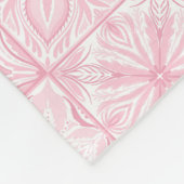 ピンク華美色のタイル フリースブランケット (角)