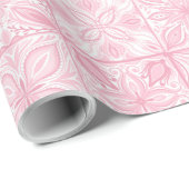 ピンク華美色のタイル ラッピングペーパー (ロールコーナー)