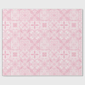 ピンク華美色のタイル ラッピングペーパー (フラット)