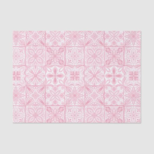 ピンク華美色のタイル 薄葉紙 (正面)