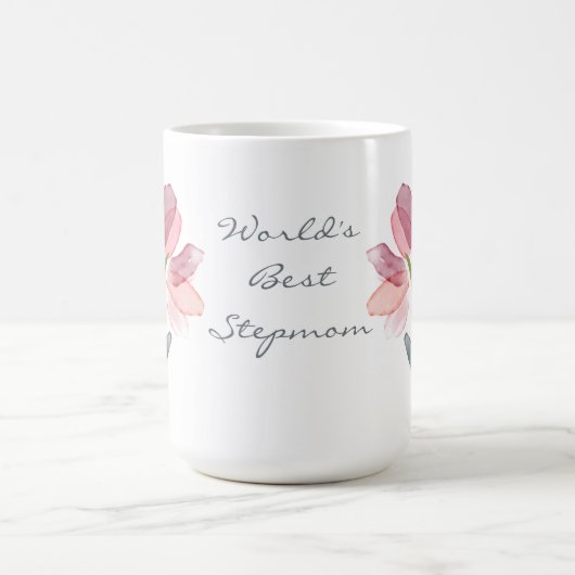 ピンク葉のチューリップズホワイトワールドの最高の義理母 コーヒーマグカップ (中央)