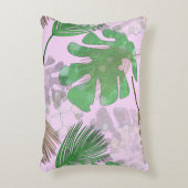 ピンク葉のトロピカル淡い色の。 アクセントクッション (正面(垂直))