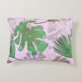 ピンク葉のトロピカル淡い色の。 アクセントクッション (裏面)