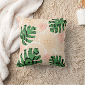 ピンク葉のモンステラ クッション (ブランケット)