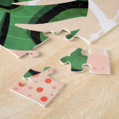 ピンク葉のモンステラ。 ジグソーパズル (側面)