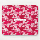 ピンク葉の背景のカエデ マウスパッド (正面)