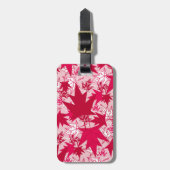 ピンク葉の背景のカエデ ラゲッジタグ (正面縦)