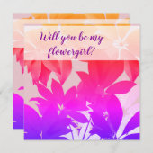 ピンク葉の花のカード サンキューカード (正面/裏面)