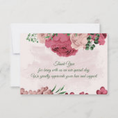 ピンク葉の花の緑結婚の植物 サンキューカード (正面)