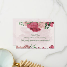 ピンク葉の花の緑結婚の植物 サンキューカード