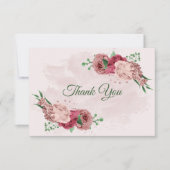 ピンク葉の花の緑結婚の植物 サンキューカード (正面)
