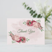 ピンク葉の花の緑結婚の植物 サンキューカード (スタンド正面)