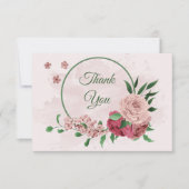 ピンク葉の花の緑結婚の植物 サンキューカード (正面)