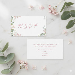 ピンク葉の花付き水彩色の結婚花「RSVP」 エンクロージャーカード