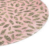 ピンク葉ウッドのシマリー金ゴールド カッティングボード (角)