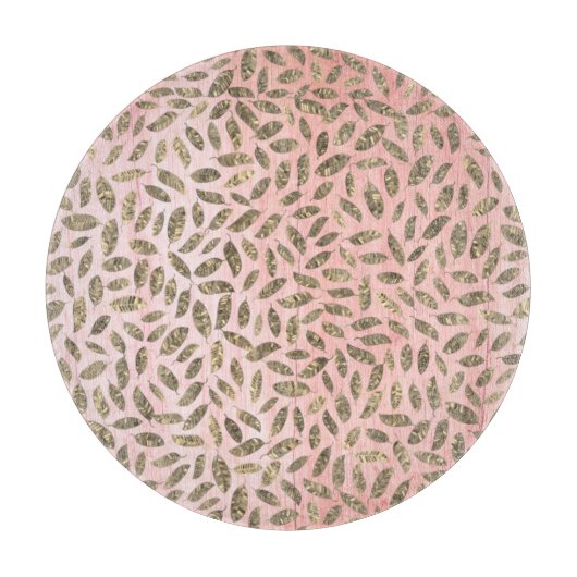 ピンク葉ウッドのシマリー金ゴールド カッティングボード (正面)