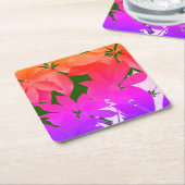 ピンク葉カスタムコースター スクエアペーパーコースター (アングル)