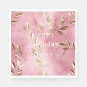 ピンク葉金ゴールド スタンダードランチョンナプキン (正面)