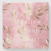 ピンク葉金ゴールド ストーンコースター (正面)