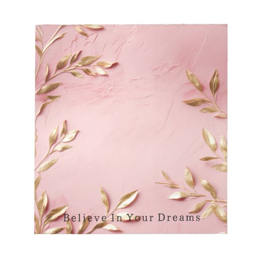 ピンク葉金ゴールド ノートパッド (正面)