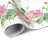 ピンク蓮の水の色縁ど ラッピングペーパー (ロールコーナー)