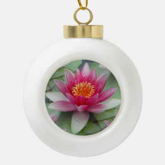 ピンク蓮の水百合 セラミックボールオーナメント