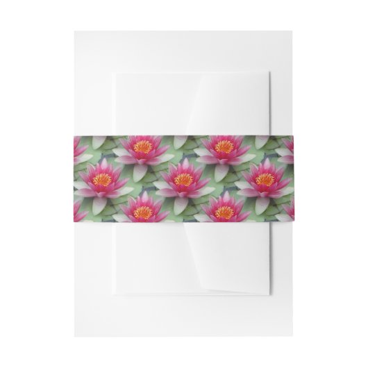 ピンク蓮の水百合 招待状ベリーバンド (正面例)