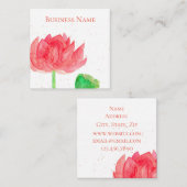 ピンク蓮の水色の花 スクエア名刺 (正面/裏面)
