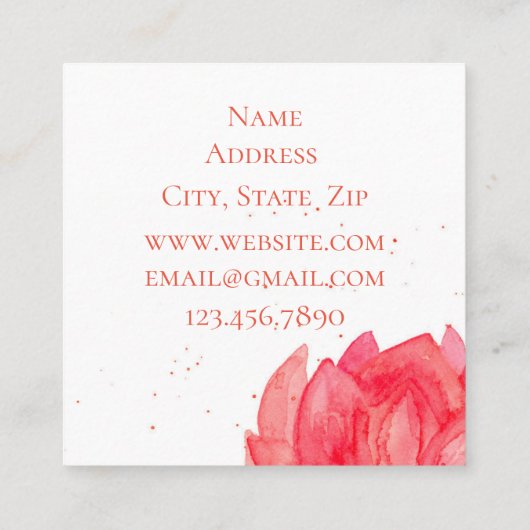 ピンク蓮の水色の花 スクエア名刺 (裏面)