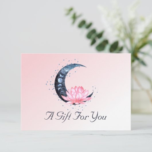 ピンク蓮の花の月のビジネスのギフト券 (スタンド正面)