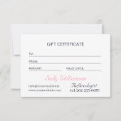 ピンク蓮の花の月のビジネスのギフト券 (裏面)