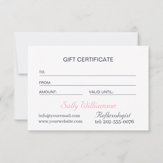 ピンク蓮の花の月のビジネスのギフト券 (裏面)