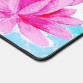 ピンク蓮の花の水色絵を描の デスクマット (コーナー)