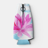 ピンク蓮の花の水色絵を描の ボトルクーラー (裏面)