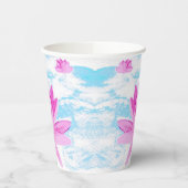 ピンク蓮の花の水色絵を描の 紙コップ (左)
